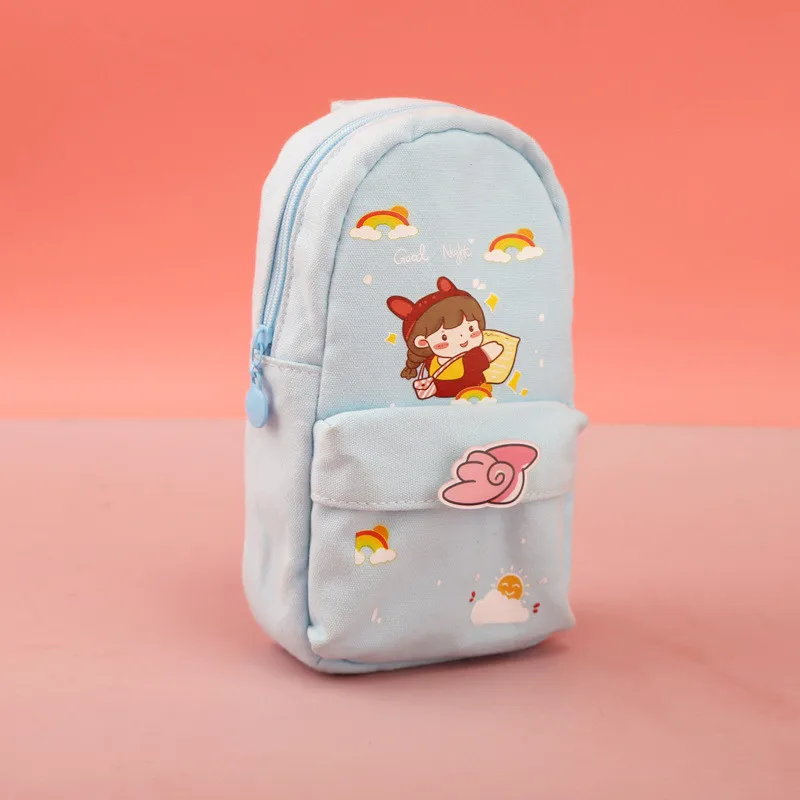 New Schoolbag Pen Pencil Bag Cartoon Stationery Large Capacity Canvas Pencil Case Bag