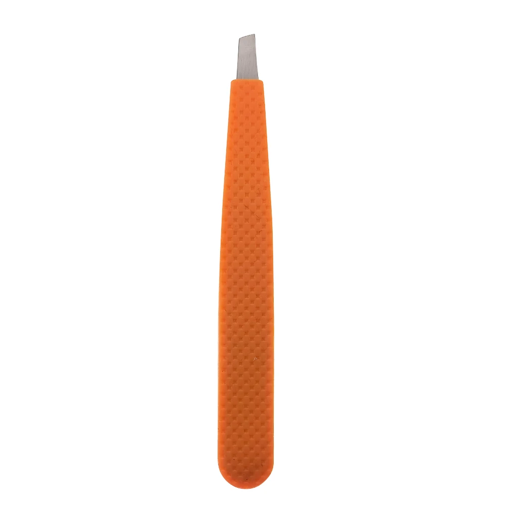 Charming Precision Cute Orange Eyebrow Tweezers with Silicone Handle