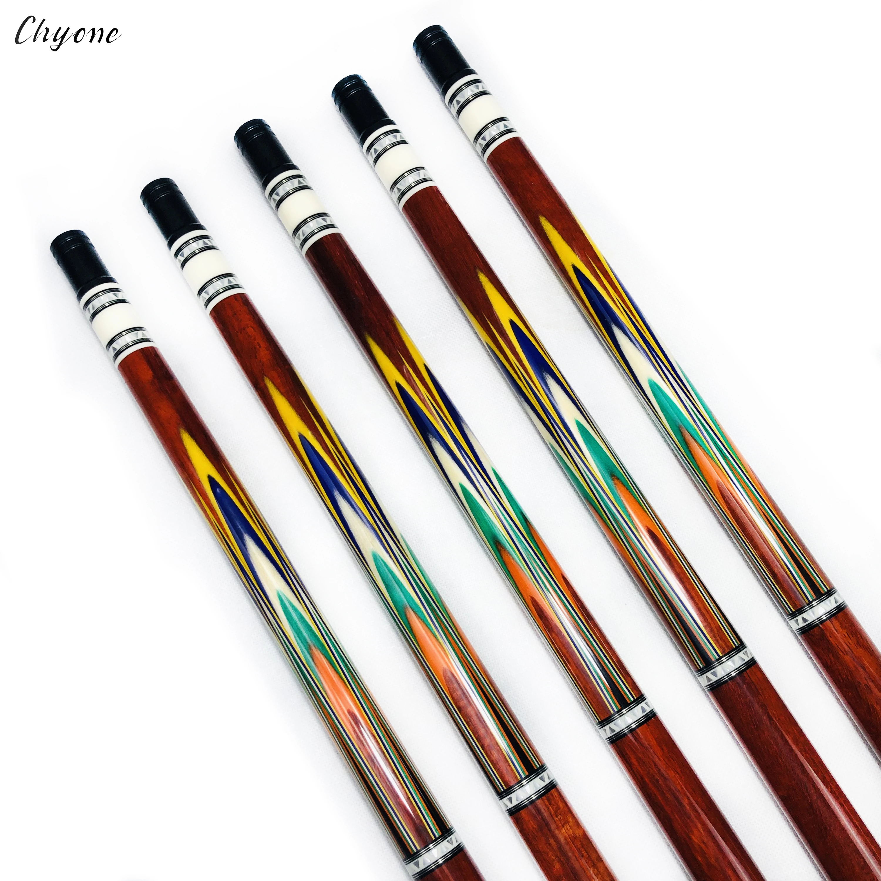 korea 3 cushion Carom cue Chyone custom rainbow butter fly inlay pool cue stick laminated curly shafts billiard cue