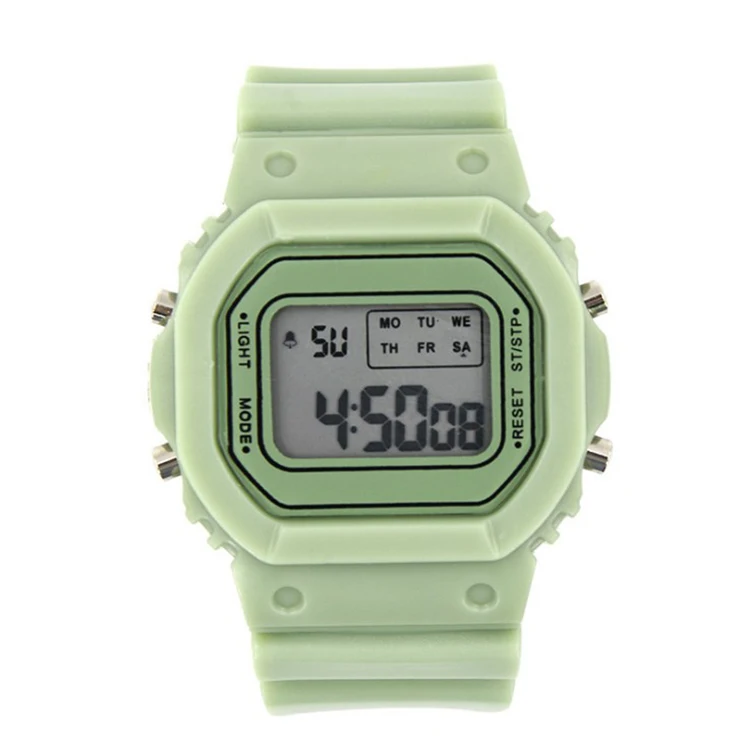 2021 new waterproof silicone led watch with alarm week date custom logo