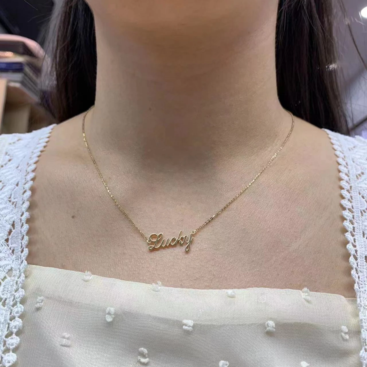 Счастливое ожерелье 14k 18k из чистого настоящего золота Регулируемая кабельная цепь с