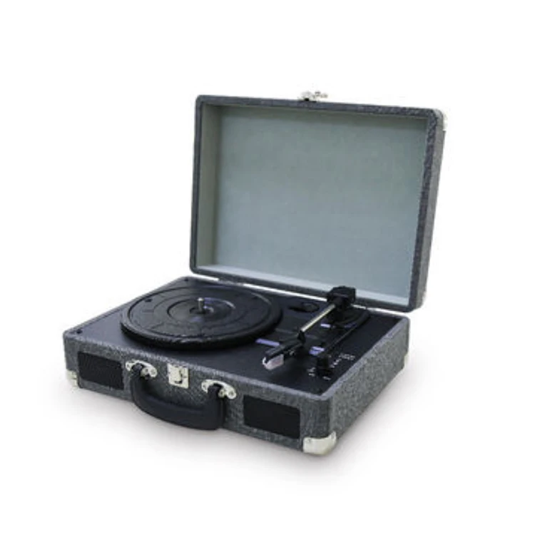 Retro Vinyl Record Player Home Audio Portable Turntable With BT Speakers