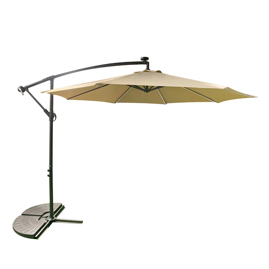 Factory direct sale 3m outdoor banana parasol led light umbrella