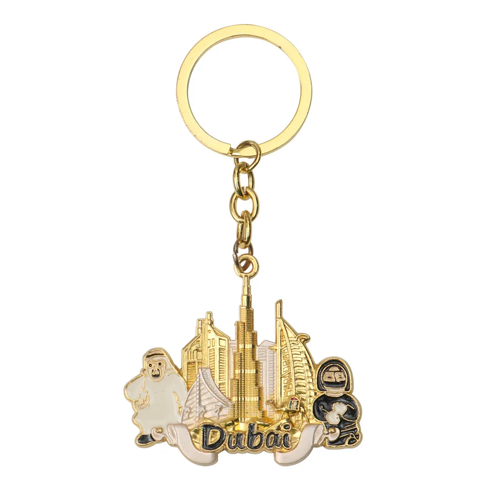 Custom Keychain Hot Dubai High-rise Tourism Souvenir Metal Key Chain Gift Cartoon Tourist Keychain For Dubai