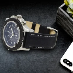 Роскошные мужские кварцевые наручные часы 3 А из качественной нержавеющей стали с хронографом и кожаным ремешком