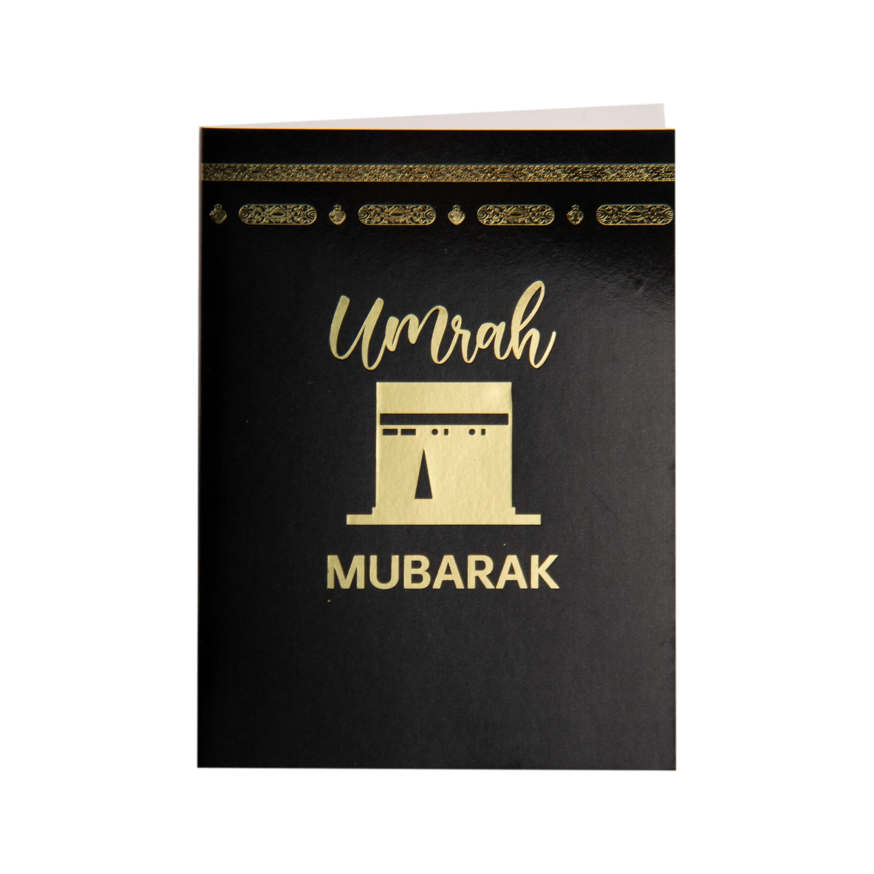 Muslim Umrah Invitation Cards With Envelope Umrah Decoration Islamic Gold Foiled Umrah Mubarak Greeting Card