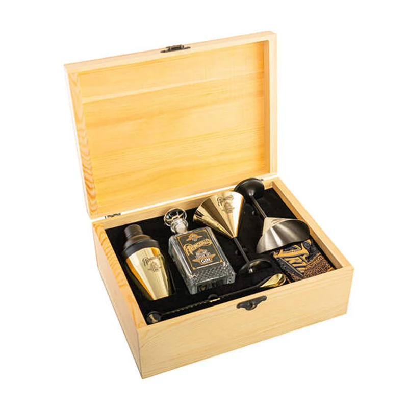 Glass Wine Decanter Complete Cocktail Shaker Kit Mixology Bartender Tool Kit Wooden Boxes For Gifts