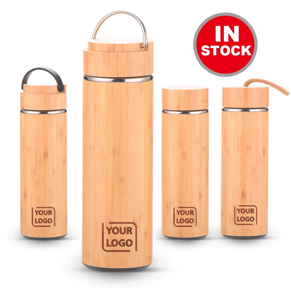 WB Steel Eco Friendly Bamboo Water Bottle Biodegradable Bamboo Drink Tea Infuser Coffee Water Bottle BPA Free Wholesale
