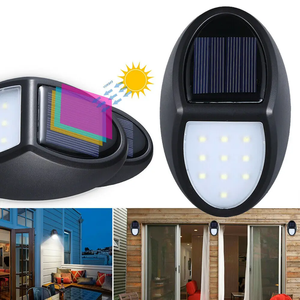 IP65 Waterproof Outdoor Professional 10 Leds Wall Mounted Black Powered Small Solar Deck Fence Lamp Lights  For Garden Pathway