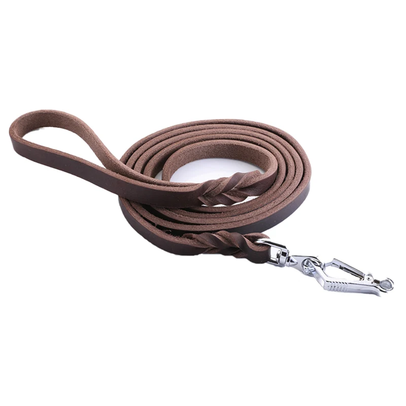 Sunturn 6FT/ 5FT Genuine Leather Dog Training Leash Leads Rope for Large Medium Small Dogs Training Walking