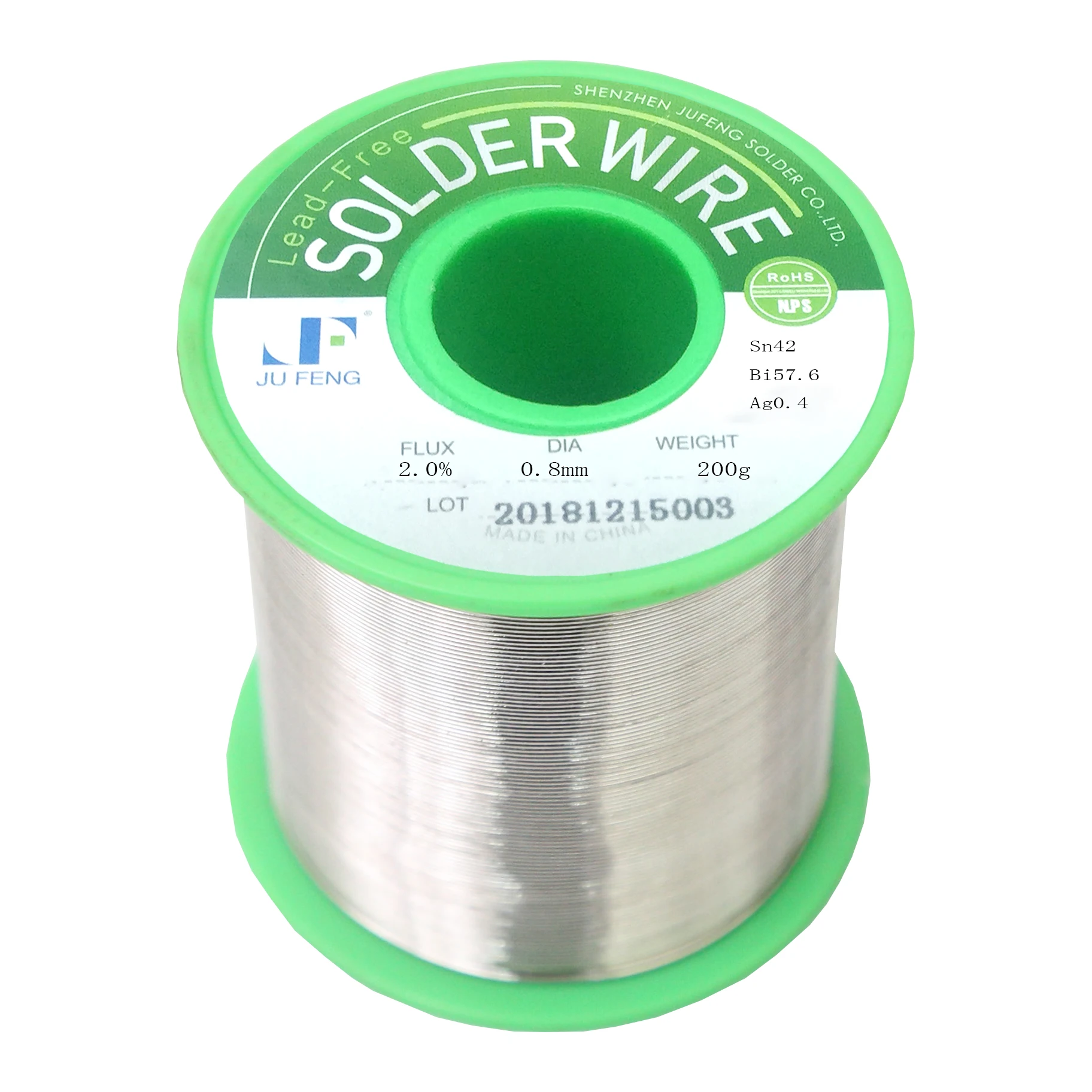 Jufeng Leaded Free Low Temperature Solder Wire  Sn42Bi57Ag1 solid and with flux Soldering