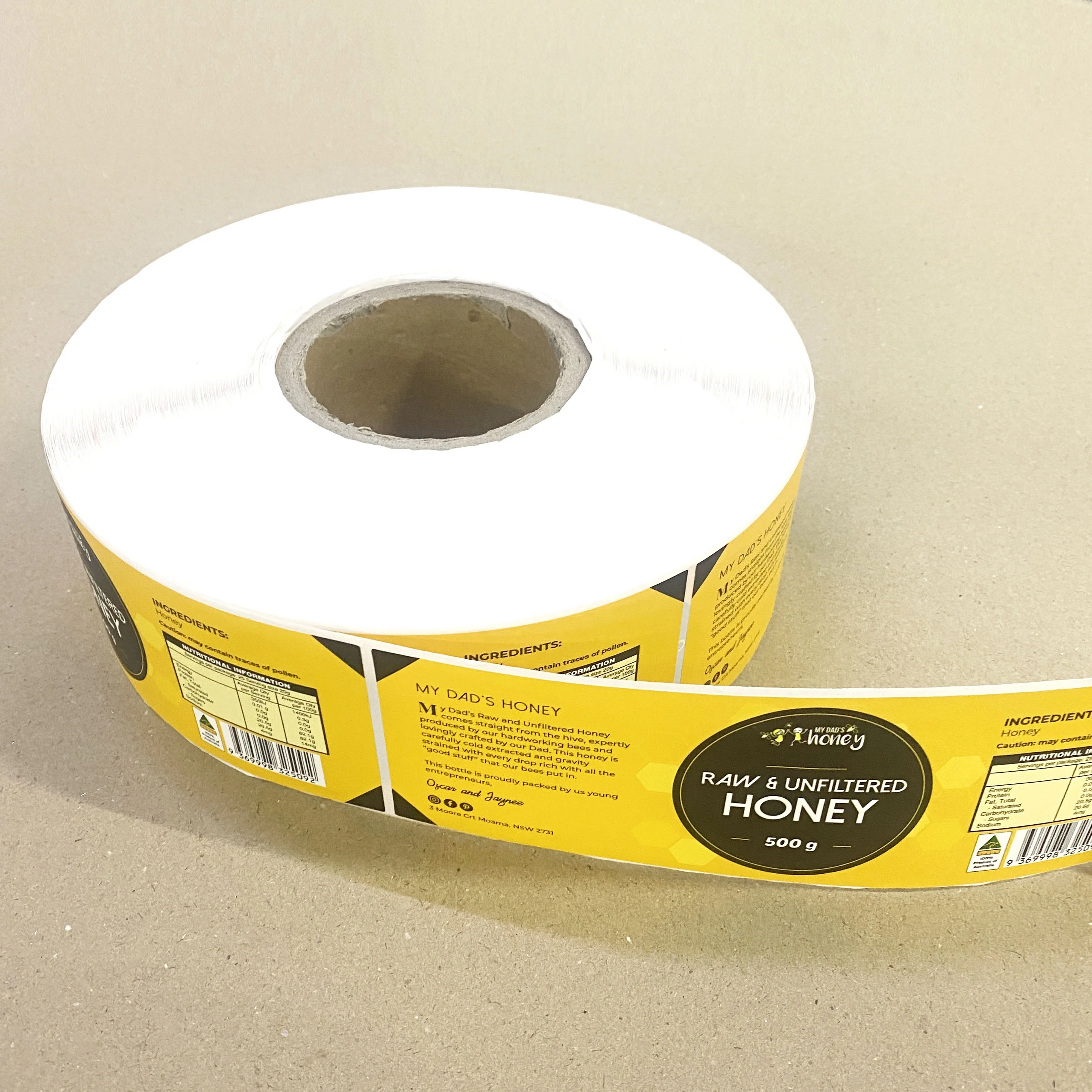 Roll Sticker and Customized Printing Custom Label Stickers Gold Plating Packaging Labels for Logo Gift Shipping Food Honey