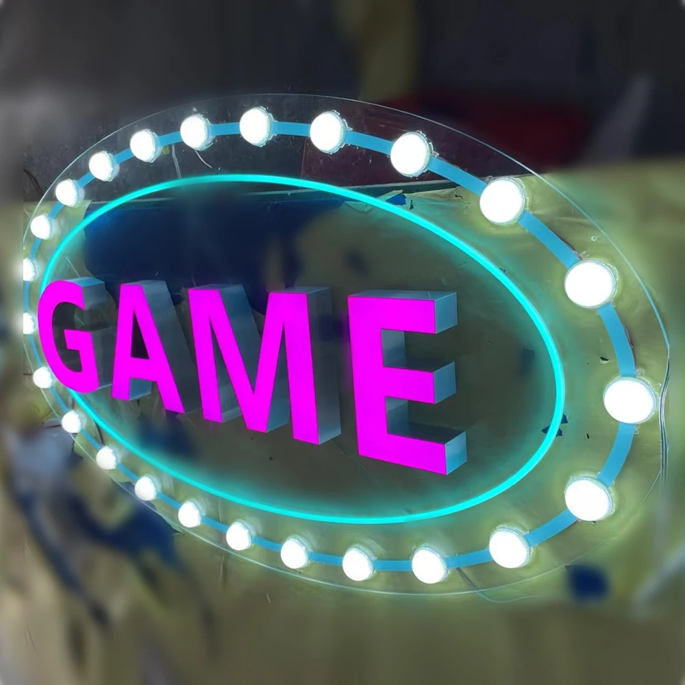 Custom Advertising led bulb retro Light Box Acrylic Sign Led 3D Letter Logo Signboard Outdoor Storefront Lighted Sign