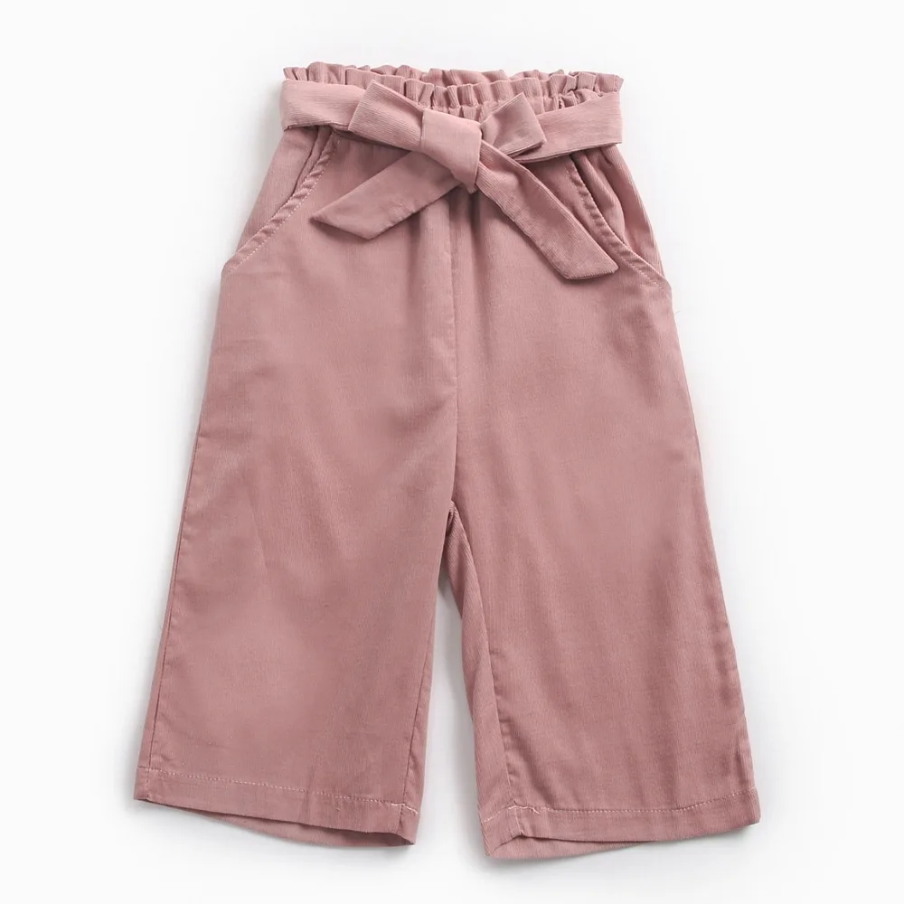 
Wholesale kids Boutique Clothing Princess Loose Pants Corduroy Cropped Trousers Wide Leg Pants for Baby Girls 