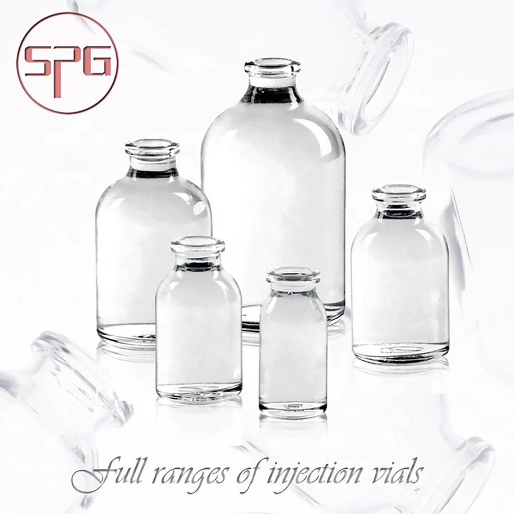 50ml 100ml moulded transparent injection empty glass vial bottle for penicillin Medicine and Cosmetic