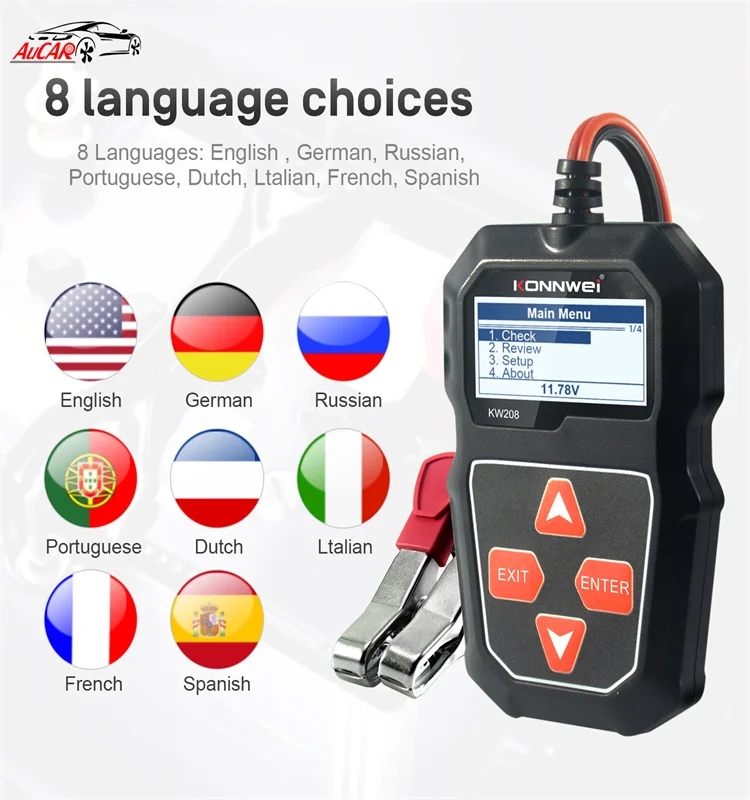 Car Battery tester KW208 for car battery tester 12V Diagnostic tools car measuring OBD2 tools For Konnwei