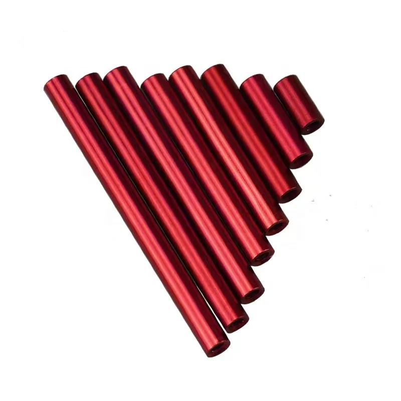 Customized high quality 7075 T6 round extend long colourful anodized threaded aluminum spacers