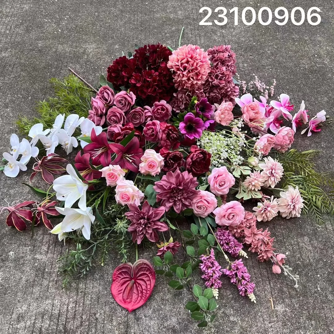 New Bean Paste Pink Wedding Flower Simulation Soft Decoration Fake Flower for Wall Wholesale Dirty Pink Meat Wedding Road Lead