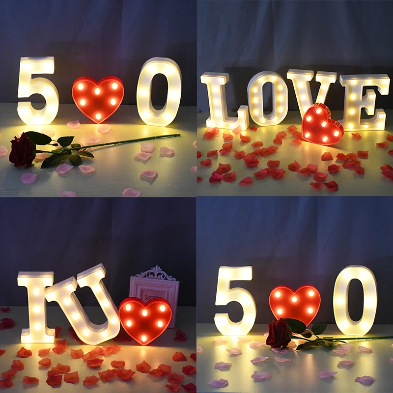 3D LED Night Lamp 26 Letter 0-9 Digital Marquee Sign Alphabet Light Wall Hanging Lighting Lamp Light up Letters