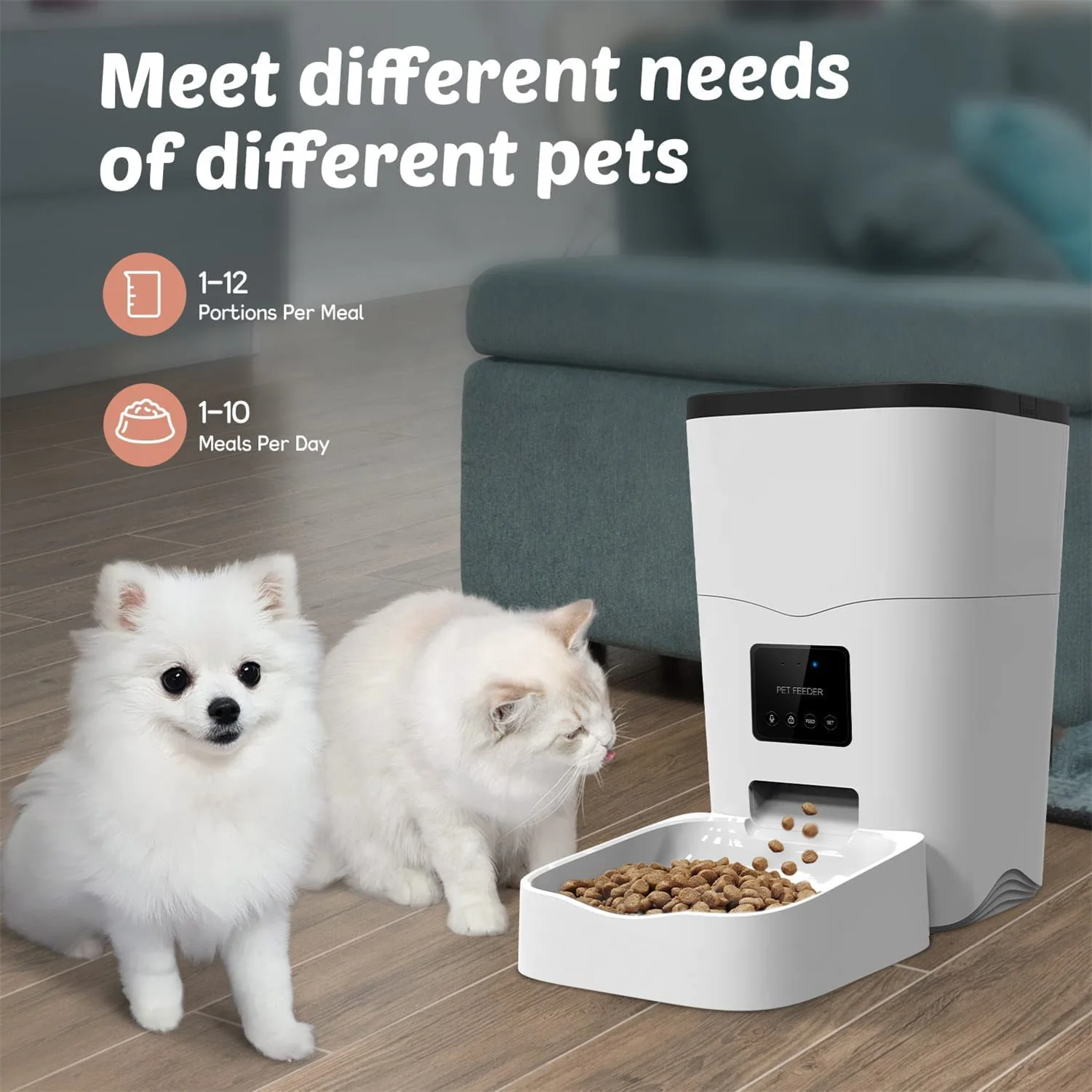 3l interactive wifi app phone remote control automatic dog cat pet feeder with bowls pet food dispenser