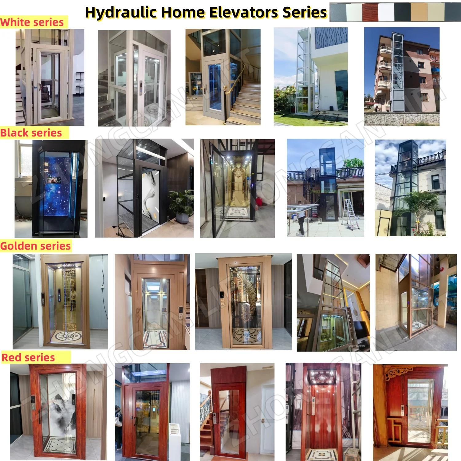 High quality external interior panoramic glass 2 person four floors villa residential hydraulic elevator for houses for usa