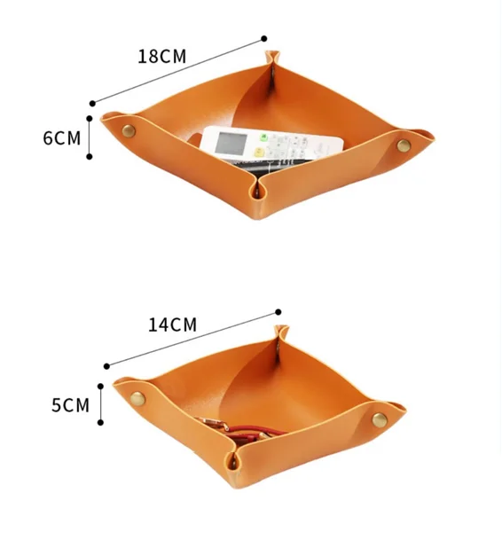 Tray Desk Home Office Leather Table Organizer Button Debris Storage Box