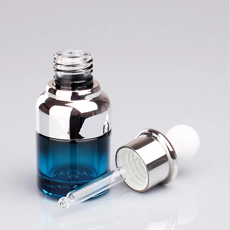 Ruizhuo 20ml 30ml 50ml serum frosted green blue amber clear essential oil glass dropper bottle with Press the dropper lid