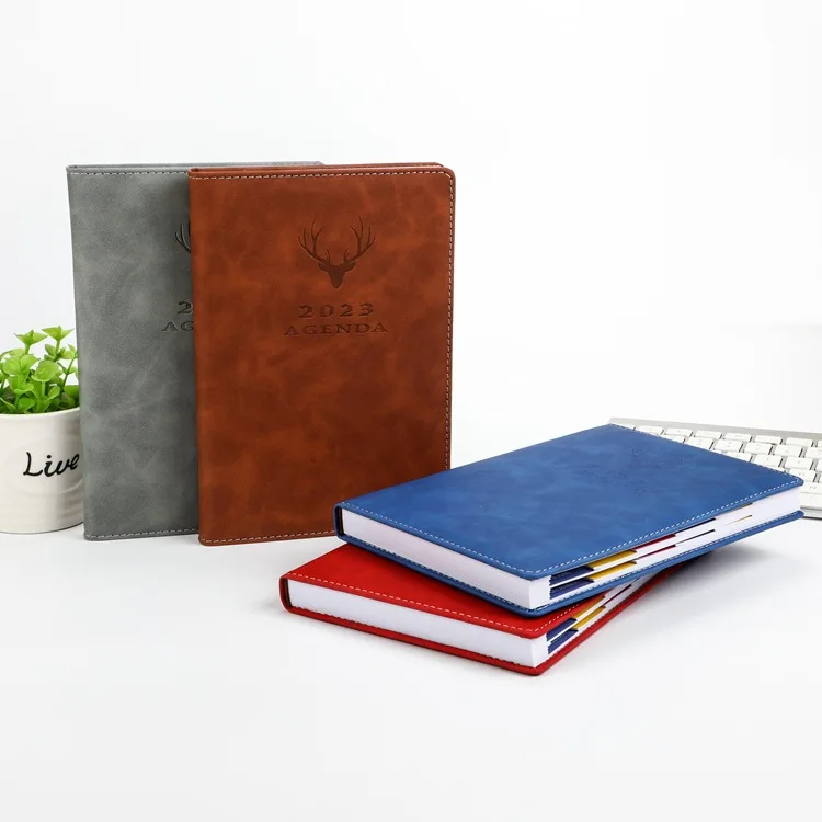 2022 2023 A5 Leather Hardcover Custom Journal Daily Agenda Diary Planner with 365 date print
