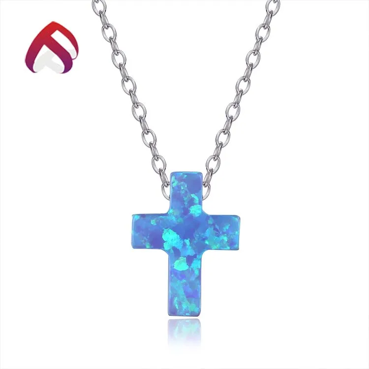 Wholesale Price Gemstone Cross Shape Synthetic Opal Stone Jewelry Making Stone