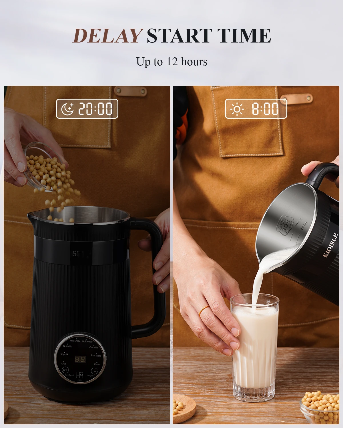 35oz 800W Automatic Machines Plant-Based Milk Oat Soy Juice Baby Food With 12H Timer Self-Clean Nut Milk Maker