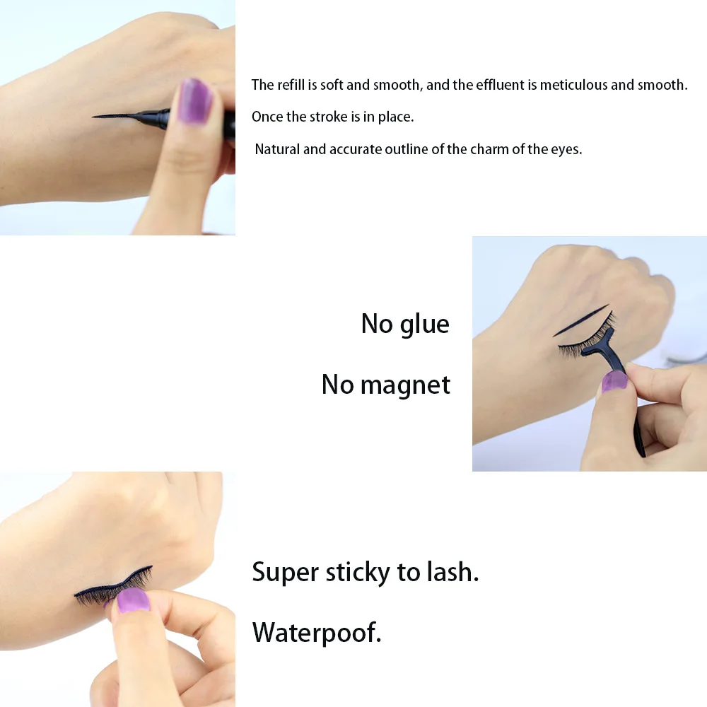 Private Label 2 Colors Vegan Waterproof Eyeliner Glue Pen Self-adhesive Eyelash Liquid