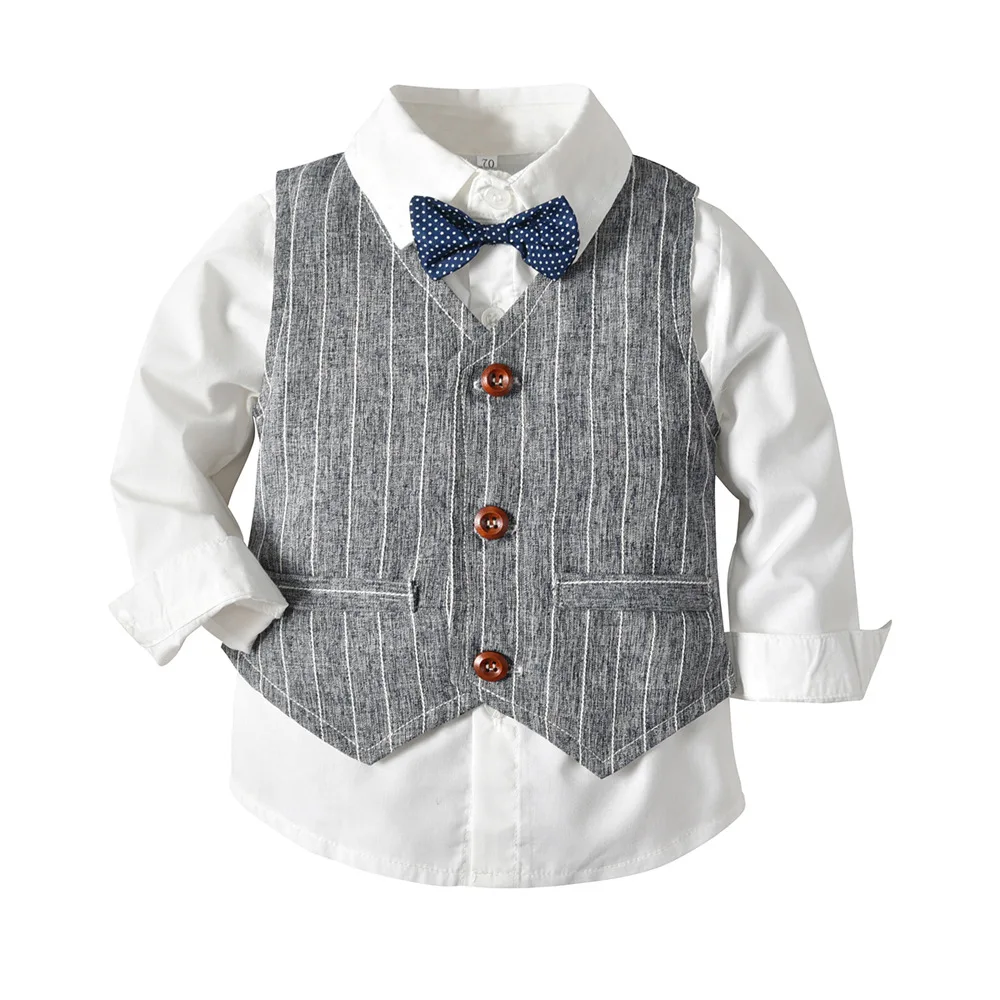 High quality baby boy three pieces suit formal blouse boys clothing sets