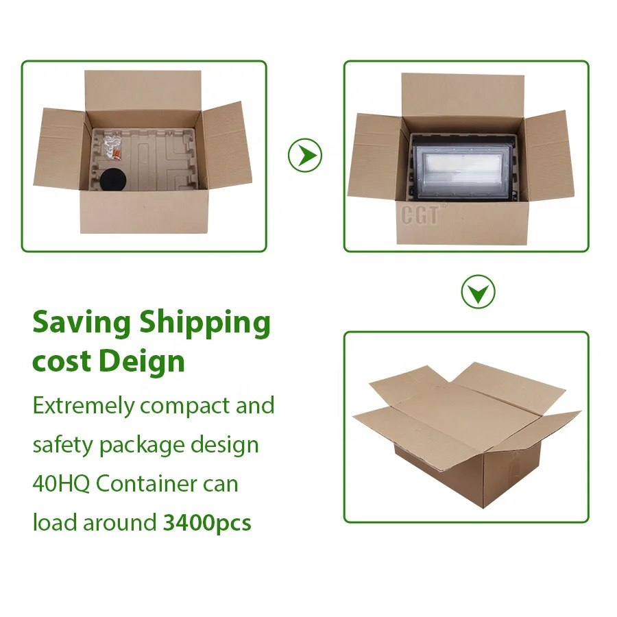 60W 80W 100W 120W ETL DLC Industrial Lighting Aluminum Housing Exterior Mounted Outdoor LED Wall Light