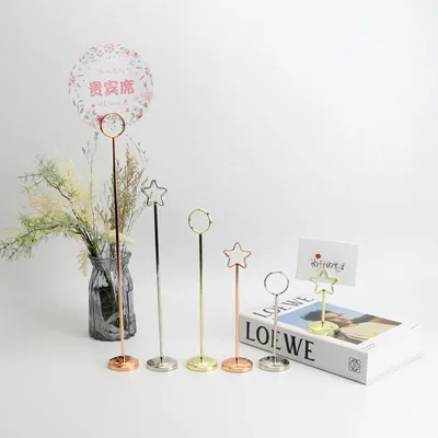 YS0801 Amazon Hot Clips Wholesale Circle Ring Star Shaped Place Note Name Card Clips  Memo Clip Stand Table Number Holder