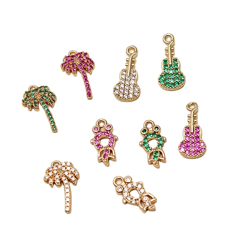 zircon copper guitar coconut tree goldfish pendant charm for earring jewelry making