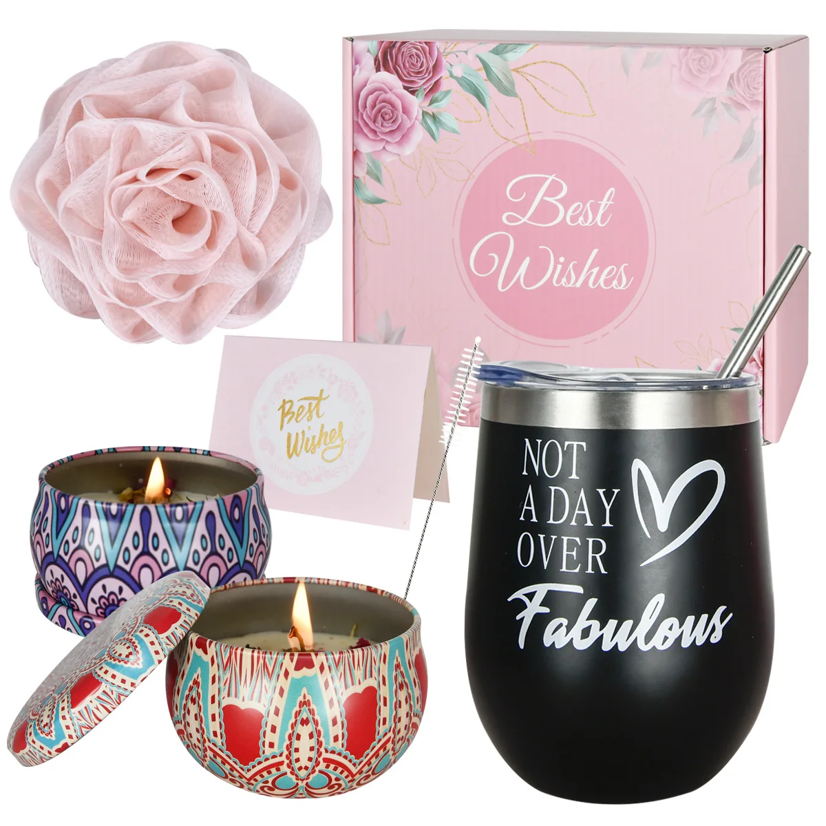 Wholesale Spa Gift Baskets Vacuum cup Candle Gift set Thank You Relaxing Self Care Get Well Soon Women Holiday Gift Set