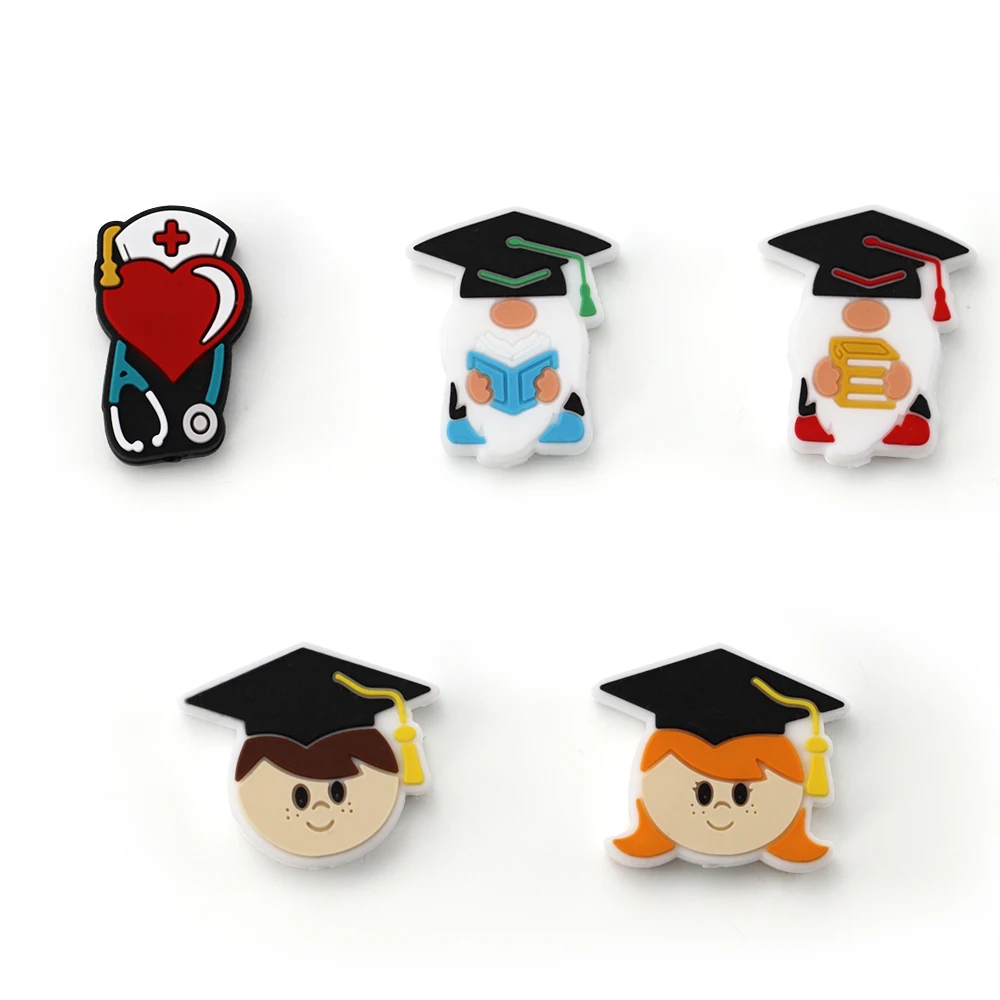 Bpa Free Baby Chewing Teething Pet Doctor Focal Beads Food Grade Silicone Dog Hairstylist Focal Beads for Keychain  Making