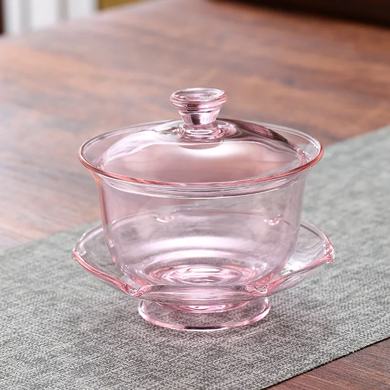 Китайская традиционная стеклянная чашка Gaiwan элегантный стеклянный чайный набор для кунг-фу Китая Gongfu Chadao термостойкие чайные инструменты