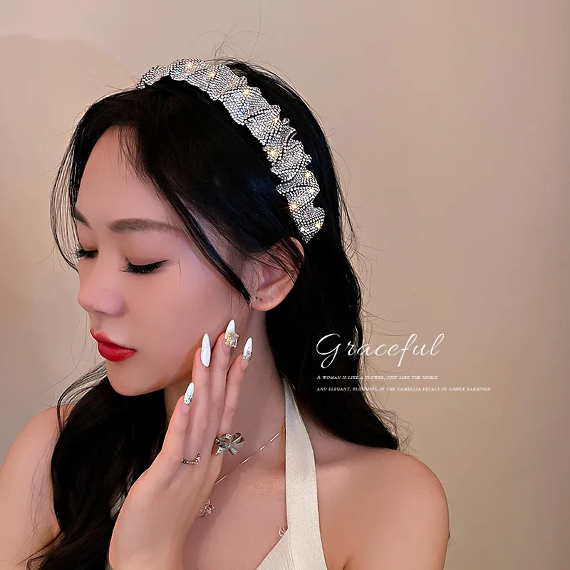 Bling bling crystal metal hair clip headband Baroque retro rhinestones luxury hair bands for women