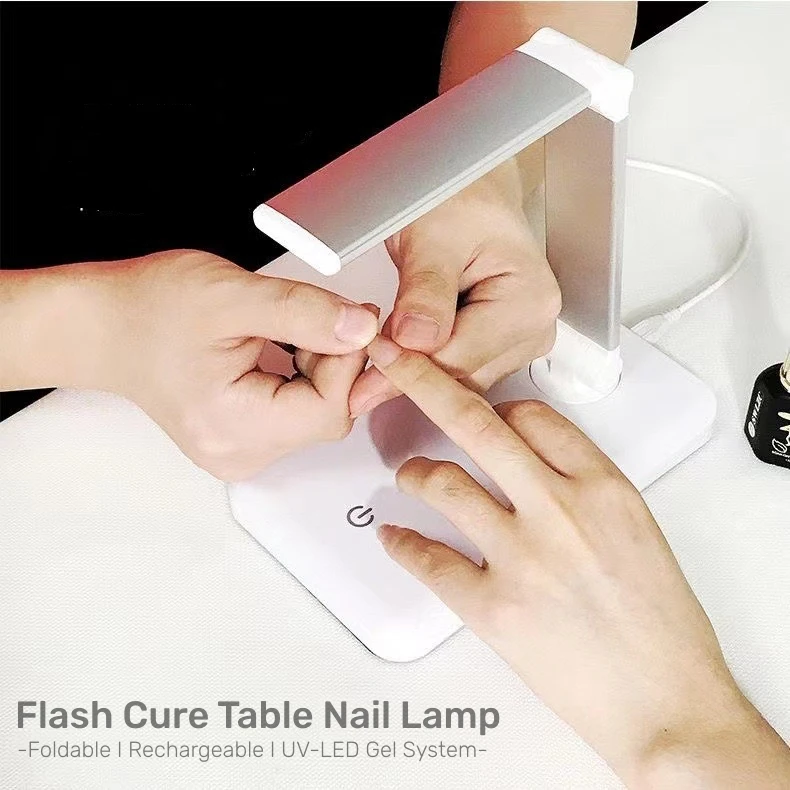 MyBeautyNails Soft Gel Nail Tip Extension Gel X Tip Professional Foldable Rechargeable Cordless Flash Cure Nail Table Lamp