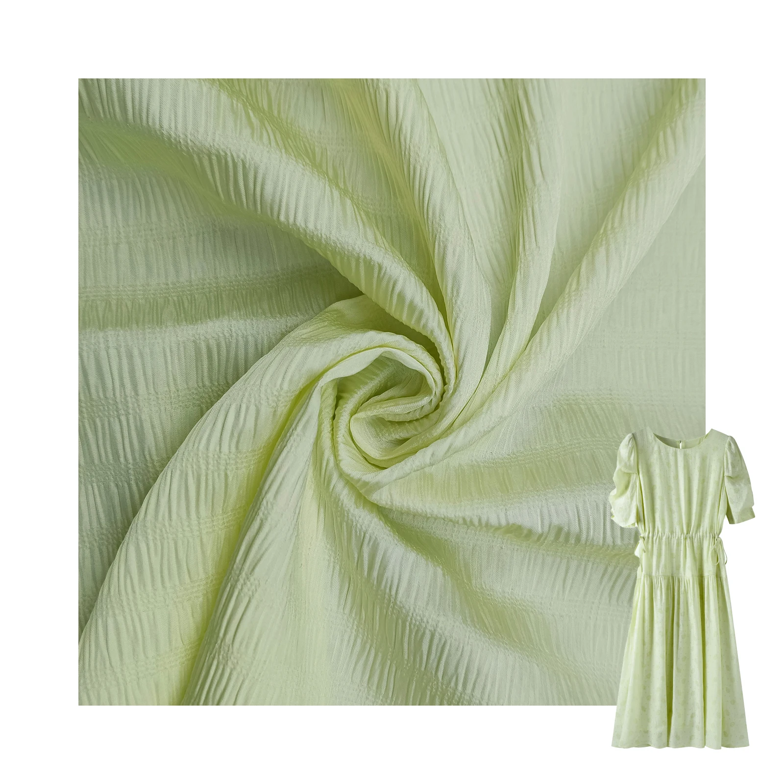 Wholesale high stretchable 100% polyester dress fabric come moss crepe Pleated fabric for clothing dresses