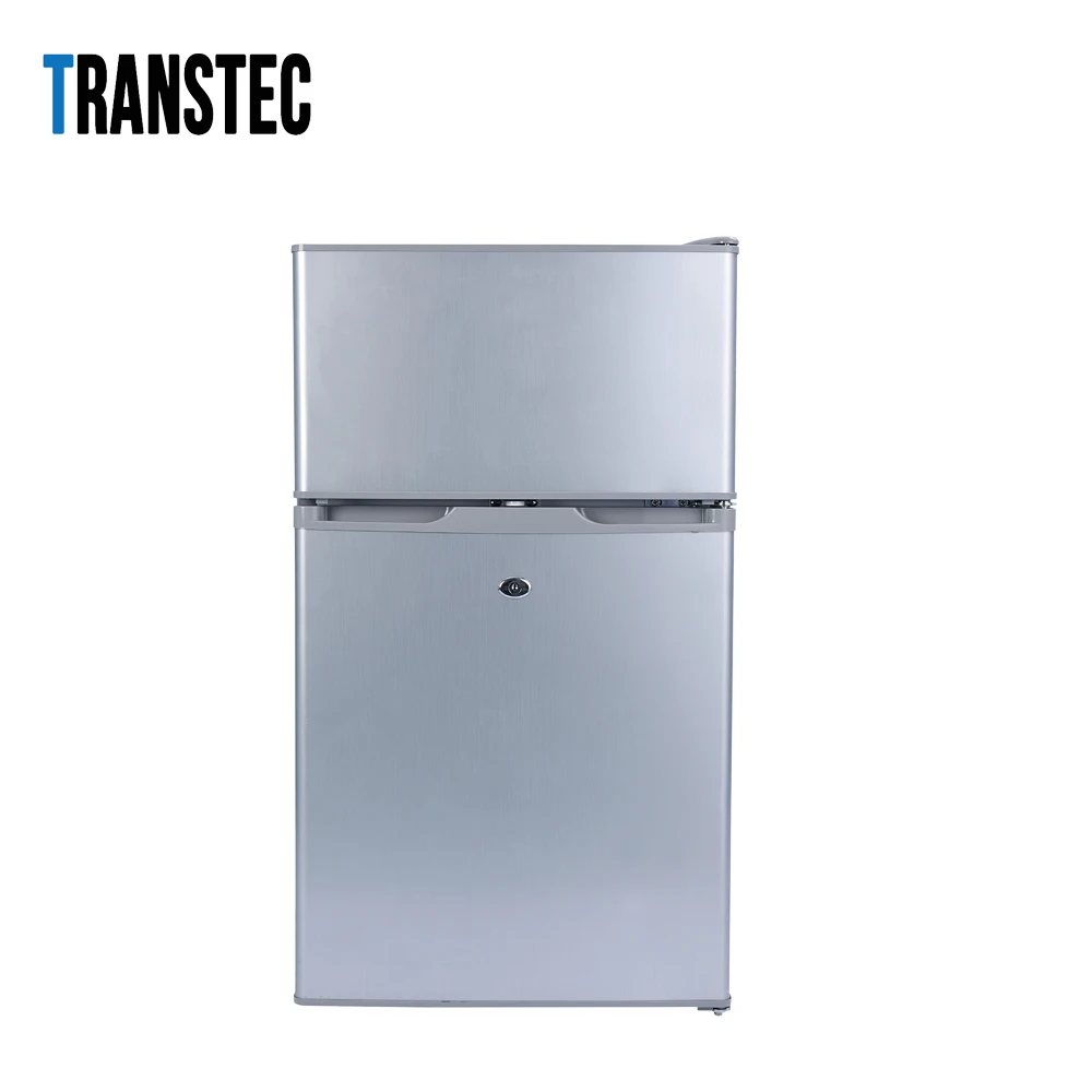 Practical appliance Double Door Refrigerator 108L Top Freezer with solar system DC 12 24V Fridge energy saving