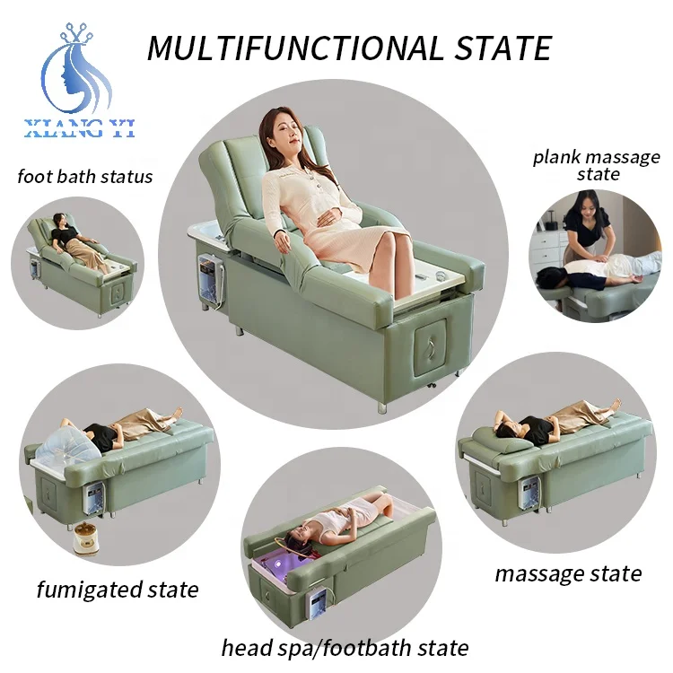 Salon Electric Backrest Lift Pedicure Hair Washing Chair Head Spa Shampoo Bed