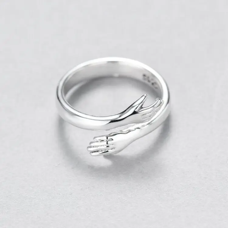 925 Sterling Silver 2021 Hug Cross Open Resizable Ring Adjustable Lovely Hand Rings For Women