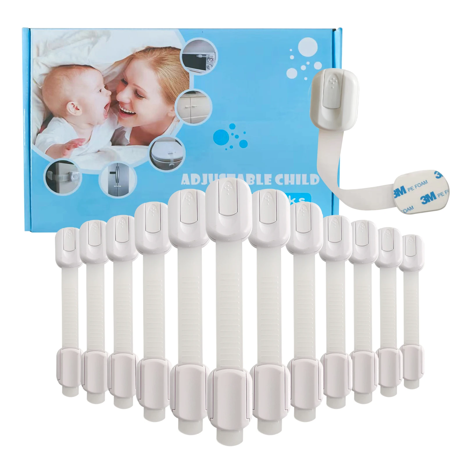 Wholesale Adjustable Length 12 Pack Baby Proofing Cabinet Strap Locks Kits  Child Safety Strap Locks Toilet Locks Baby Safety