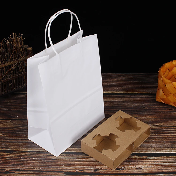 Disposable corrugated paper drink coffee take away cup holder with paper bag 21*11*27cm