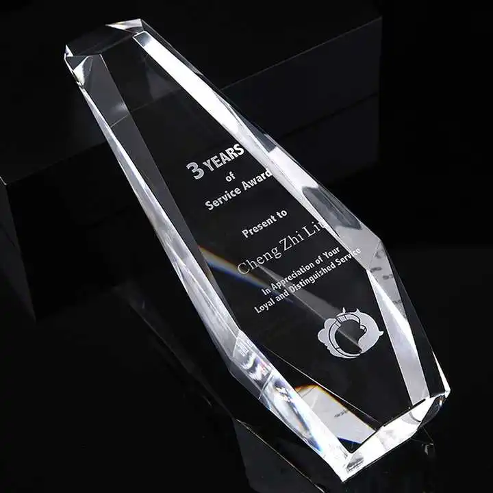 Glass trophy for championship, personalized solid sport crystal trophy