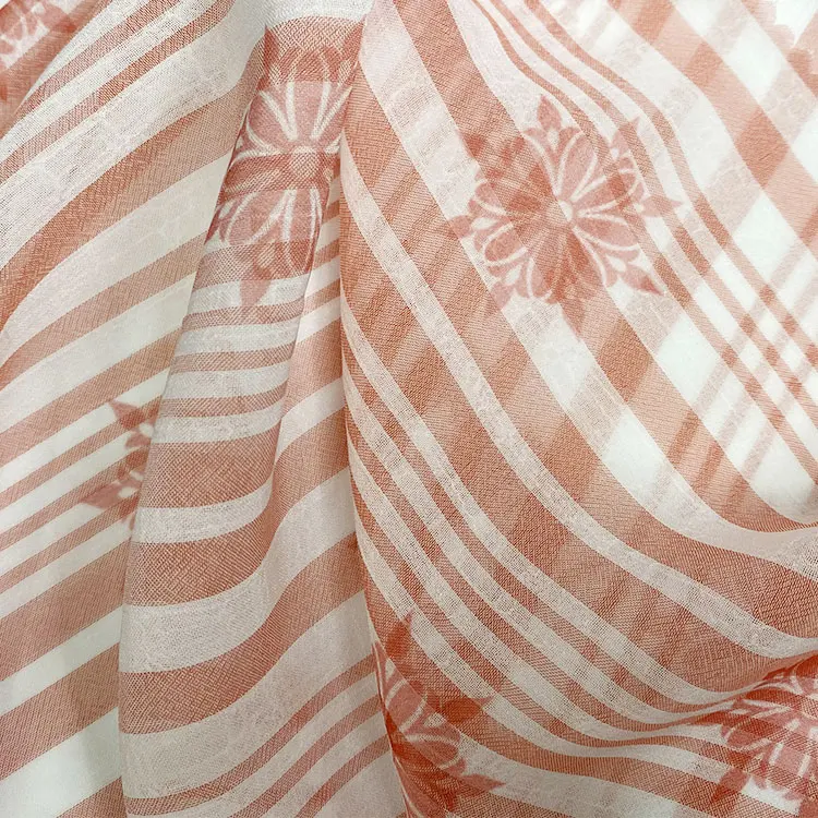 Harvest 100% polyester floral printing floral stripe chiffon for summer items