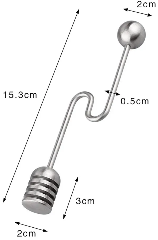 6.3' Curved Handle 304 Stainless Steel Honey Dipper Sticks With Round Bead