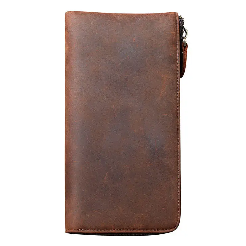 Men Multi Card Retro Handbag Genuine Leather Phone Cases Wristlet Keychain Wallets